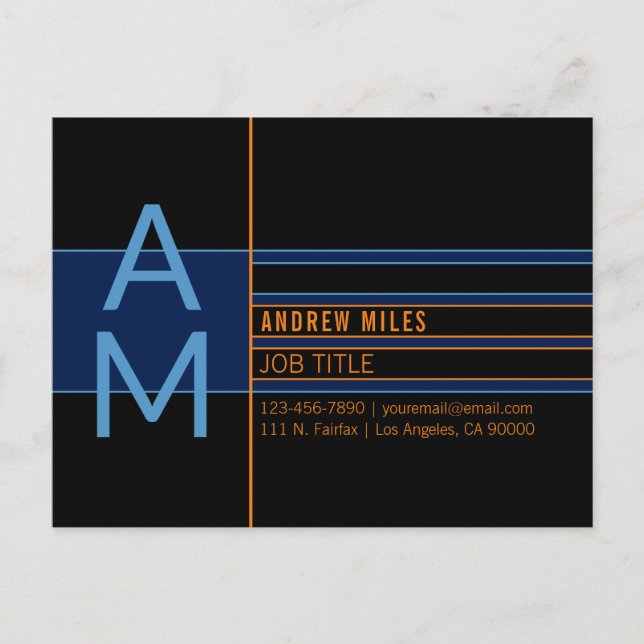 Modern Monogram & Editable Shapes & Colours Postcard (Front)