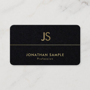 Modern Monogram Elegant Black Gold Luxury Plain Business Card
