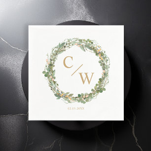 Modern Monogram Elegant Eucalyptus Napkins