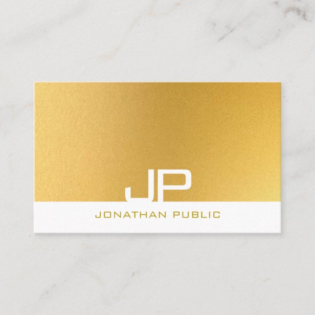 Modern Monogram Elegant Gold Template Professional Business Card (Front)