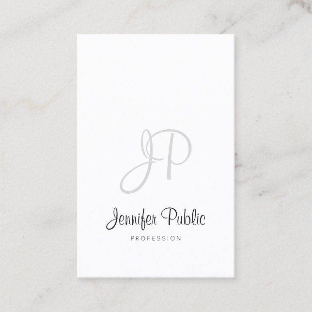 Modern Monogram Elegant Handwritten Sleek Design Business Card (Front)