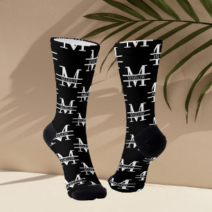 Modern Monogram Elegant Personalised Designer Socks