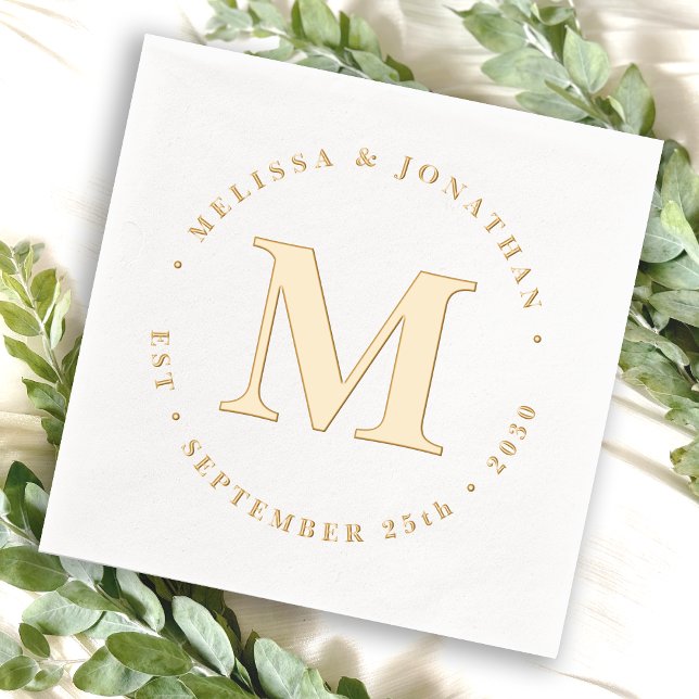 Modern Monogram Elegant Personalised Wedding Gold Foil Napkins (Creator Uploaded)