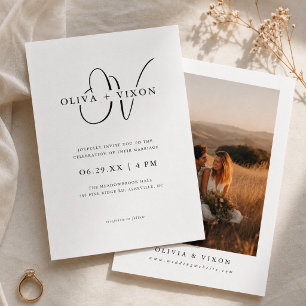 Modern Monogram Elegant Photo Wedding Invitation
