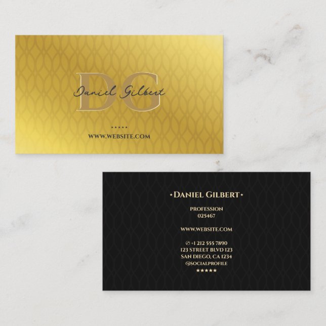 Modern Monogram Elegant Professional Gold Elements Business Card (Front/Back)