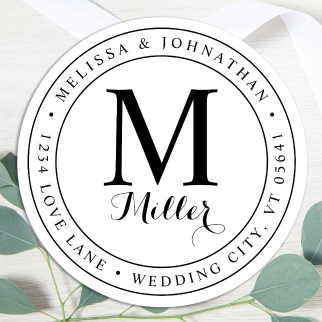 Modern Monogram Elegant Return Address Label (Creator Uploaded)