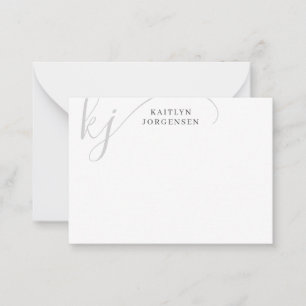 Modern Monogram Elegant Script Initials Grey Card