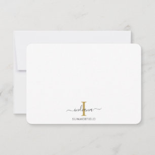 Modern Monogram Elegant Script Thank You Card