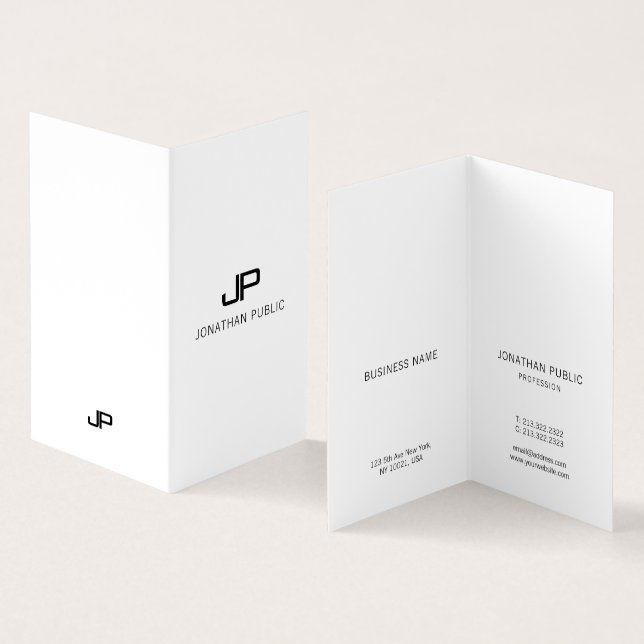 Modern Monogram Elegant Simple Design Folded Business Card (Inside and Outside)