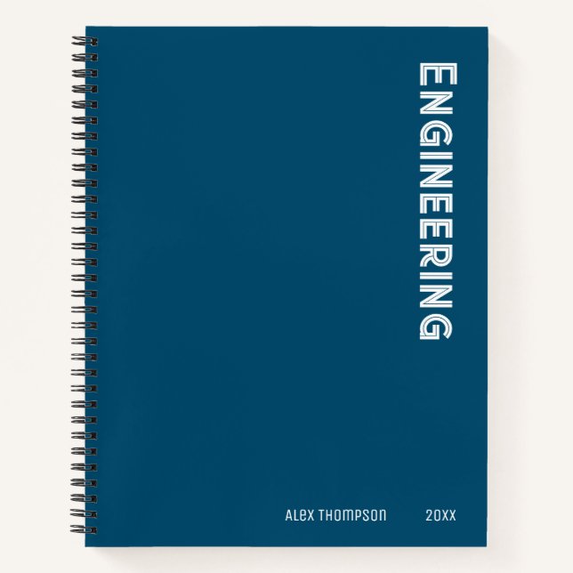 Modern monogram engineering navy blue graph notebook (Front)