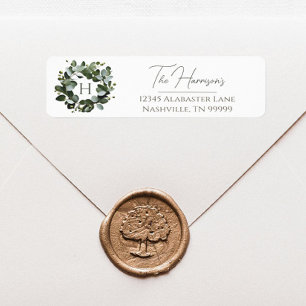 Modern Monogram Eucalyptus Wreath   White