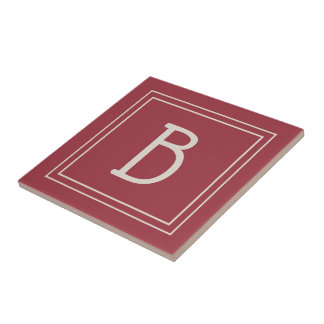 Modern Monogram Family Initial Keepsake Red Tile