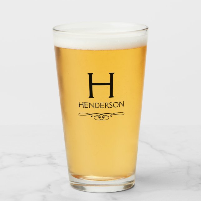 Modern Monogram Family Name Glass (Front Filled)