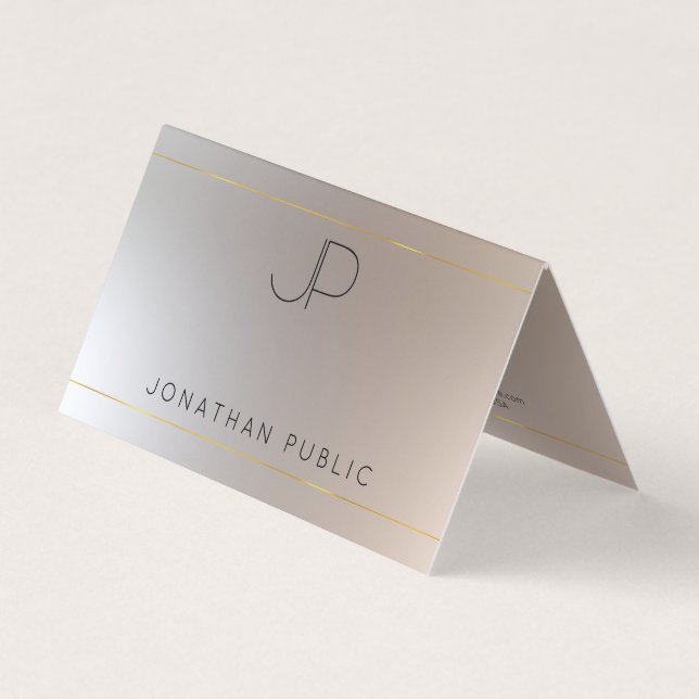 Modern Monogram Faux Gold Silver Elegant Template Business Card (Front)
