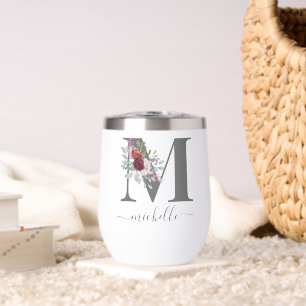 Modern Monogram Floral Initial Name