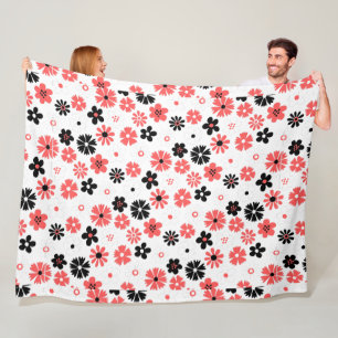 Modern Monogram Floral  Pattern Fleece Blanket