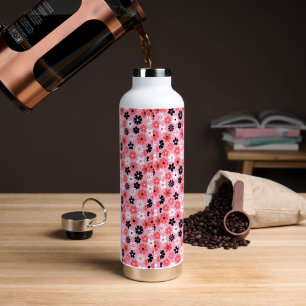 Modern Monogram Floral Pattern Water Bottle