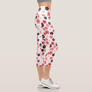 Modern Monogram Floral Women's  Capri Leggings