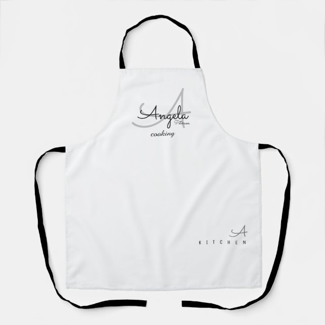 modern monogram for the chef white apron (Front)