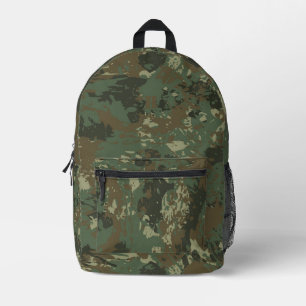 Modern Monogram Forest Camouflage Camo Pattern Printed Backpack