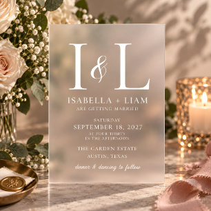 Modern Monogram Frosted Acrylic Invitations