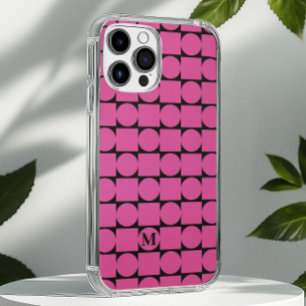 Modern Monogram Fuchsia Geometric Trendy iPhone 16 Case