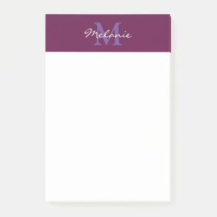 Modern Monogram Fuchsia Pink and Lavender Post-it Notes