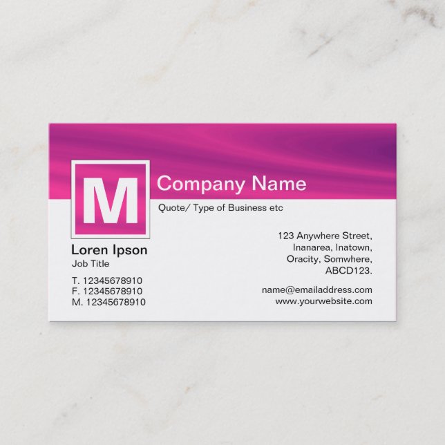 Modern Monogram - Galaxy Pink Business Card (Front)