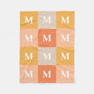 Modern monogram geometric colour block fleece blanket