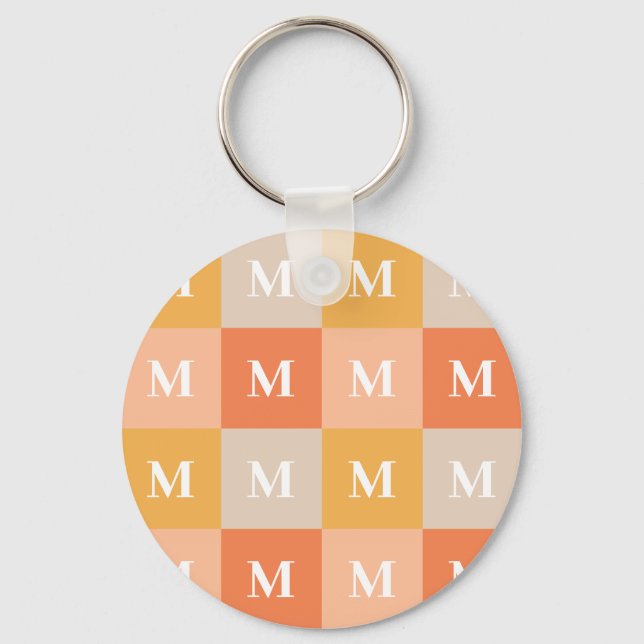 Modern monogram geometric colour block key ring (Front)