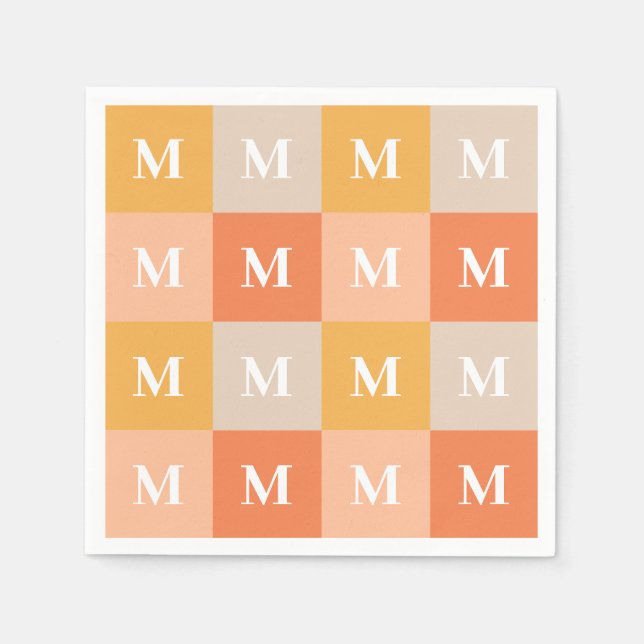 Modern monogram geometric colour block napkin (Front)