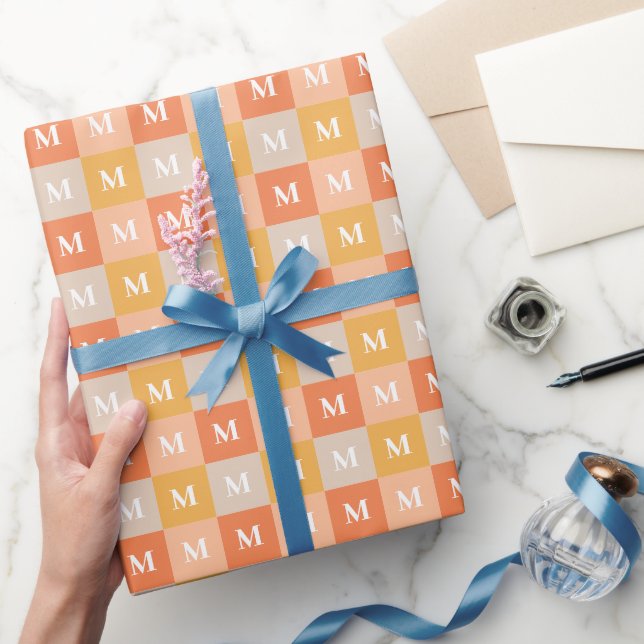 Modern monogram geometric colour block wrapping paper (Gifting)
