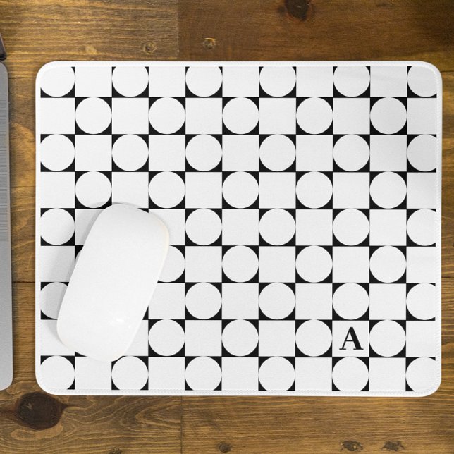 Modern Monogram Geometric Trendy Mouse Mat (Creator Uploaded)