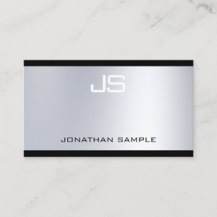 Modern Monogram Glamour Silver Look Fashionable Business Card