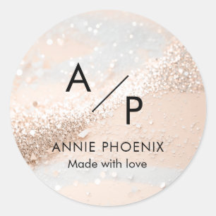 Modern Monogram Glitter  Classic Round Sticker