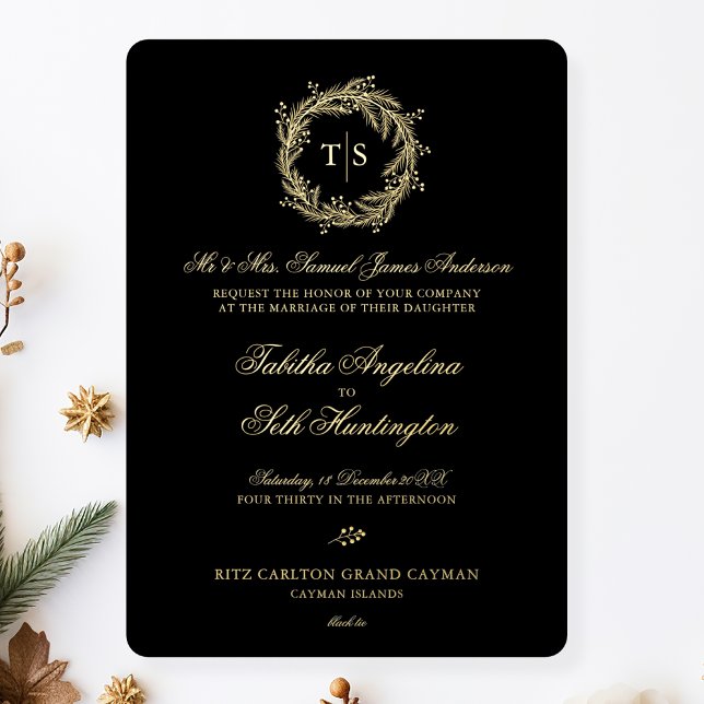 Modern Monogram Gold Black Wedding (Creator Uploaded)