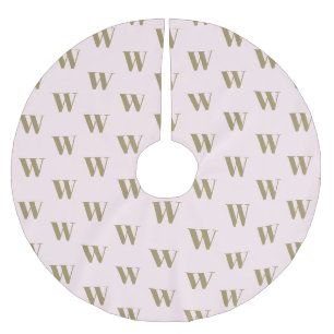 Modern monogram gold blush pink custom initial brushed polyester tree skirt