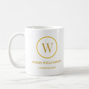 Modern Monogram Gold Business Coffee Mug
