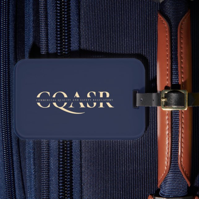 Modern Monogram Gold Company Dark Blue Luggage Tag (Front Insitu 4)