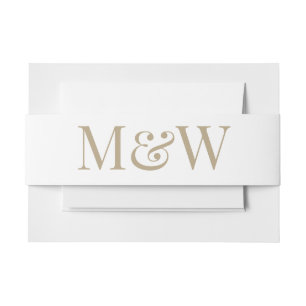 Modern Monogram Gold Initials Wedding Invitation Belly Band
