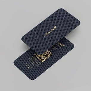 Modern Monogram Gold Professional Dark Blue Mesh Business Card