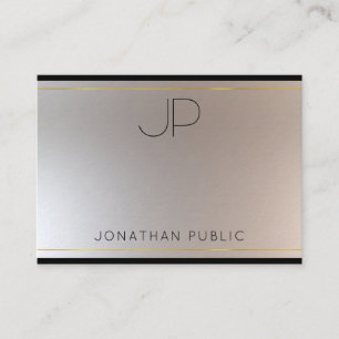 Modern Monogram Gold Silver Elegant Glamourous Business Card