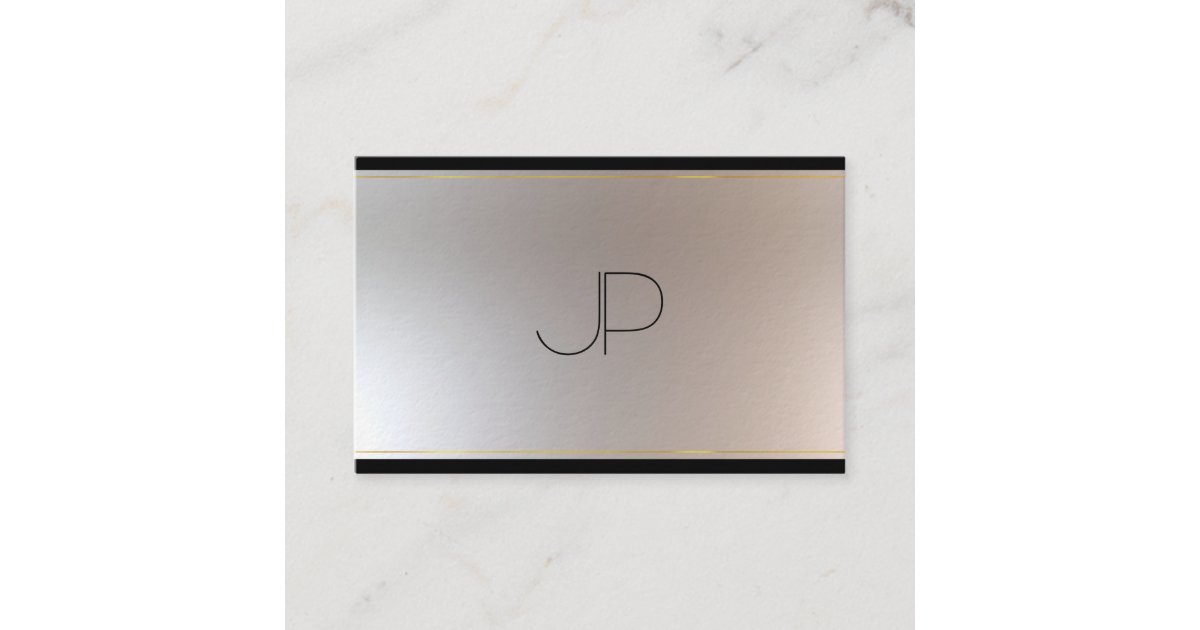 Modern Monogram Gold Silver Look Elegant Template Business Card | Zazzle