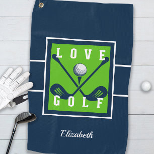 Modern Monogram Golfer Blue Green Sports Design Golf Towel