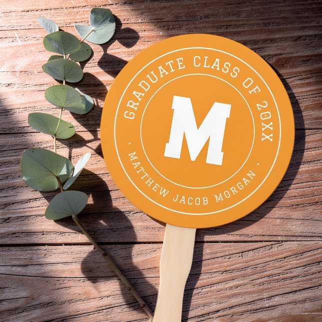 Modern Monogram Graduate Class of 20XX Custom Hand Fan (Creator Uploaded)