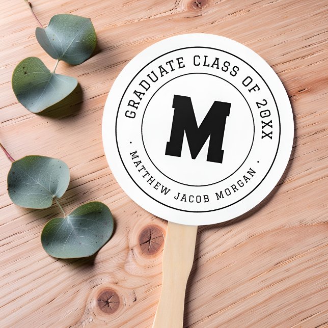 Modern Monogram Graduate Class of 20XX Custom Hand Fan (Creator Uploaded)