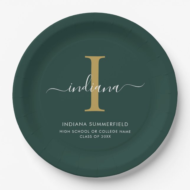 Modern Monogram Graduation 2026 Party Minimalist Paper Plate (Front)