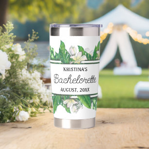 Modern Monogram Green Leaf Frame Bachelorette Insulated Tumbler