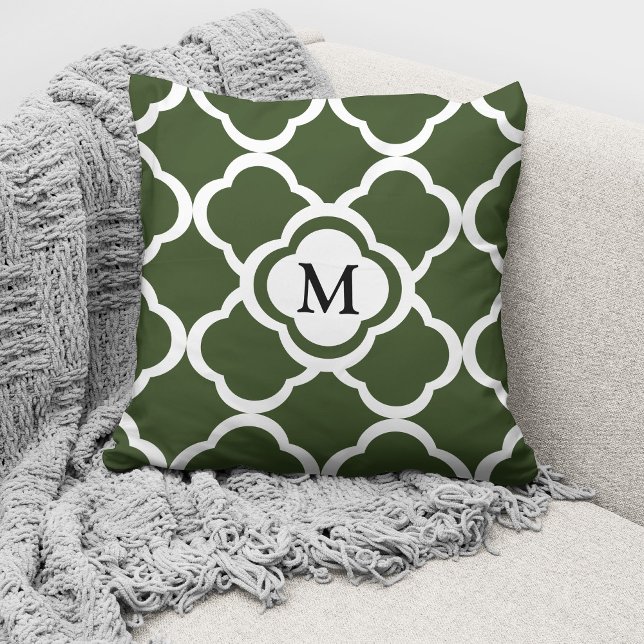 Modern Monogram Green Pattern Cushion (Creator Uploaded)