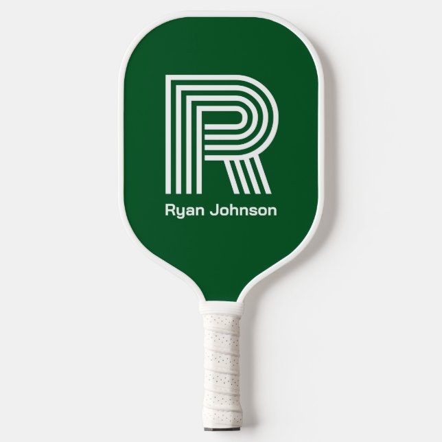 Modern Monogram Green Pickleball Paddle (Front)